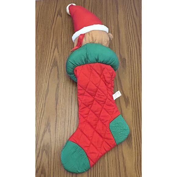 Christmas Bear Nylon Stocking Quilted 28" May Dept Store Stuffed Animal Toy - Picture 3 of 6